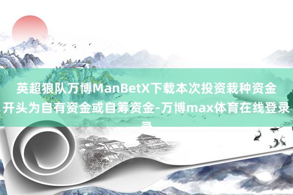 英超狼队万博ManBetX下载本次投资栽种资金开头为自有资金或自筹资金-万博max体育在线登录