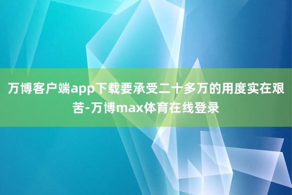 万博客户端app下载要承受二十多万的用度实在艰苦-万博max体育在线登录