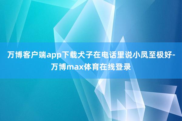 万博客户端app下载犬子在电话里说小凤至极好-万博max体育在线登录
