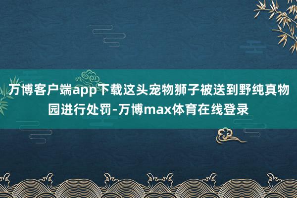 万博客户端app下载这头宠物狮子被送到野纯真物园进行处罚-万博max体育在线登录