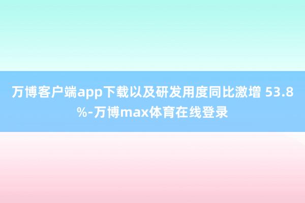 万博客户端app下载以及研发用度同比激增 53.8%-万博max体育在线登录