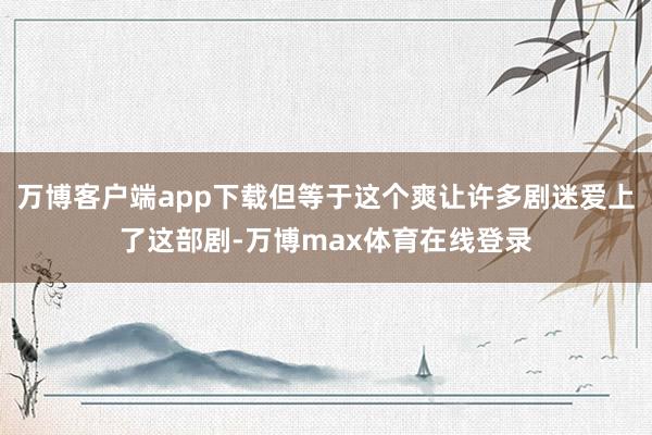 万博客户端app下载但等于这个爽让许多剧迷爱上了这部剧-万博max体育在线登录