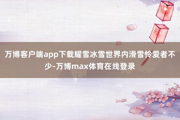 万博客户端app下载耀雪冰雪世界内滑雪怜爱者不少-万博max体育在线登录