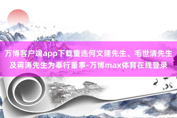 万博客户端app下载重选何文建先生、毛世清先生及蒋涛先生为奉行董事-万博max体育在线登录