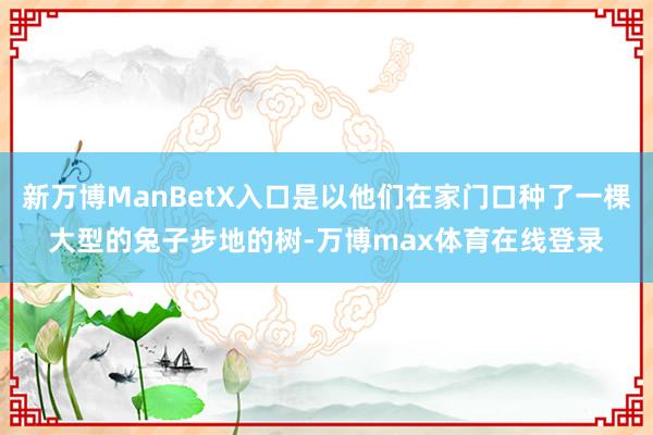 新万博ManBetX入口是以他们在家门口种了一棵大型的兔子步地的树-万博max体育在线登录