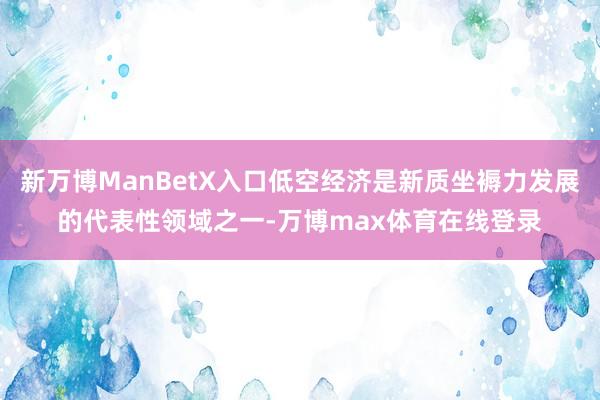 新万博ManBetX入口低空经济是新质坐褥力发展的代表性领域之一-万博max体育在线登录