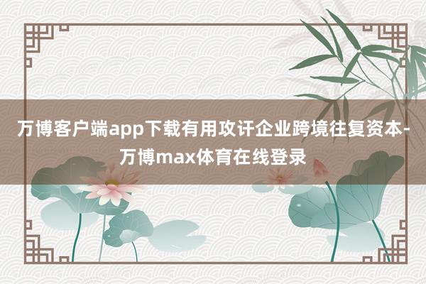 万博客户端app下载有用攻讦企业跨境往复资本-万博max体育在线登录