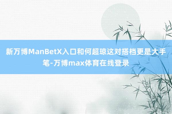 新万博ManBetX入口和何超琼这对搭档更是大手笔-万博max体育在线登录