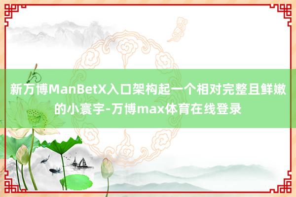 新万博ManBetX入口架构起一个相对完整且鲜嫩的小寰宇-万博max体育在线登录