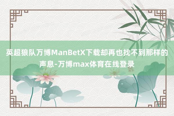 英超狼队万博ManBetX下载却再也找不到那样的声息-万博max体育在线登录