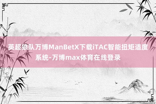 英超狼队万博ManBetX下载iTAC智能扭矩适度系统-万博max体育在线登录