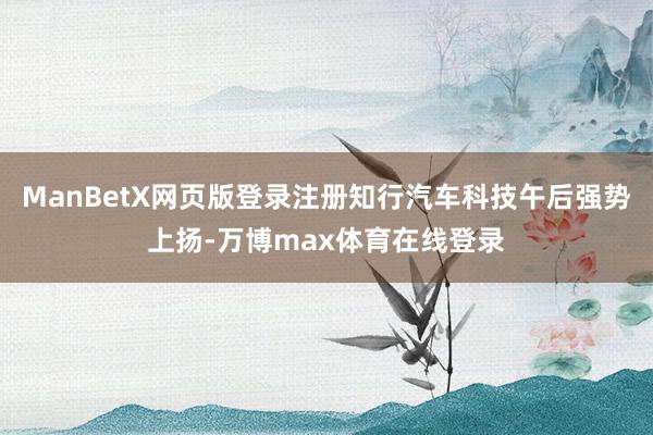 ManBetX网页版登录注册知行汽车科技午后强势上扬-万博max体育在线登录