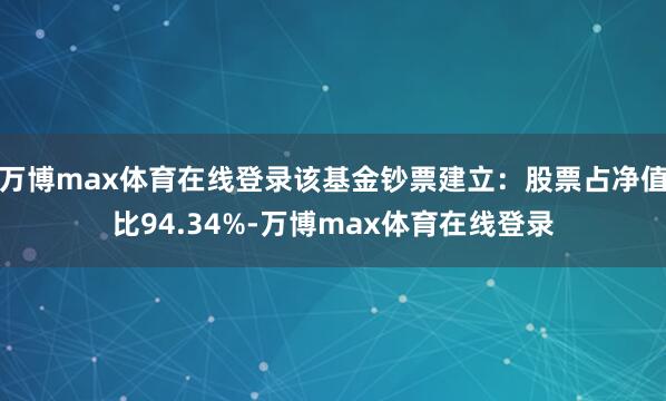 万博max体育在线登录该基金钞票建立:股票占净值比94.34%-万博max体育在线登录