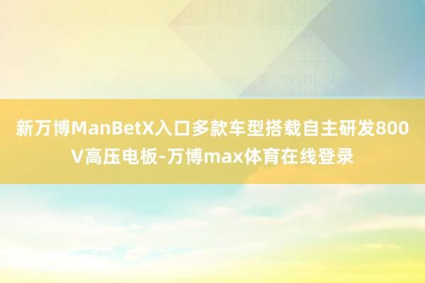 新万博ManBetX入口多款车型搭载自主研发800V高压电板-万博max体育在线登录
